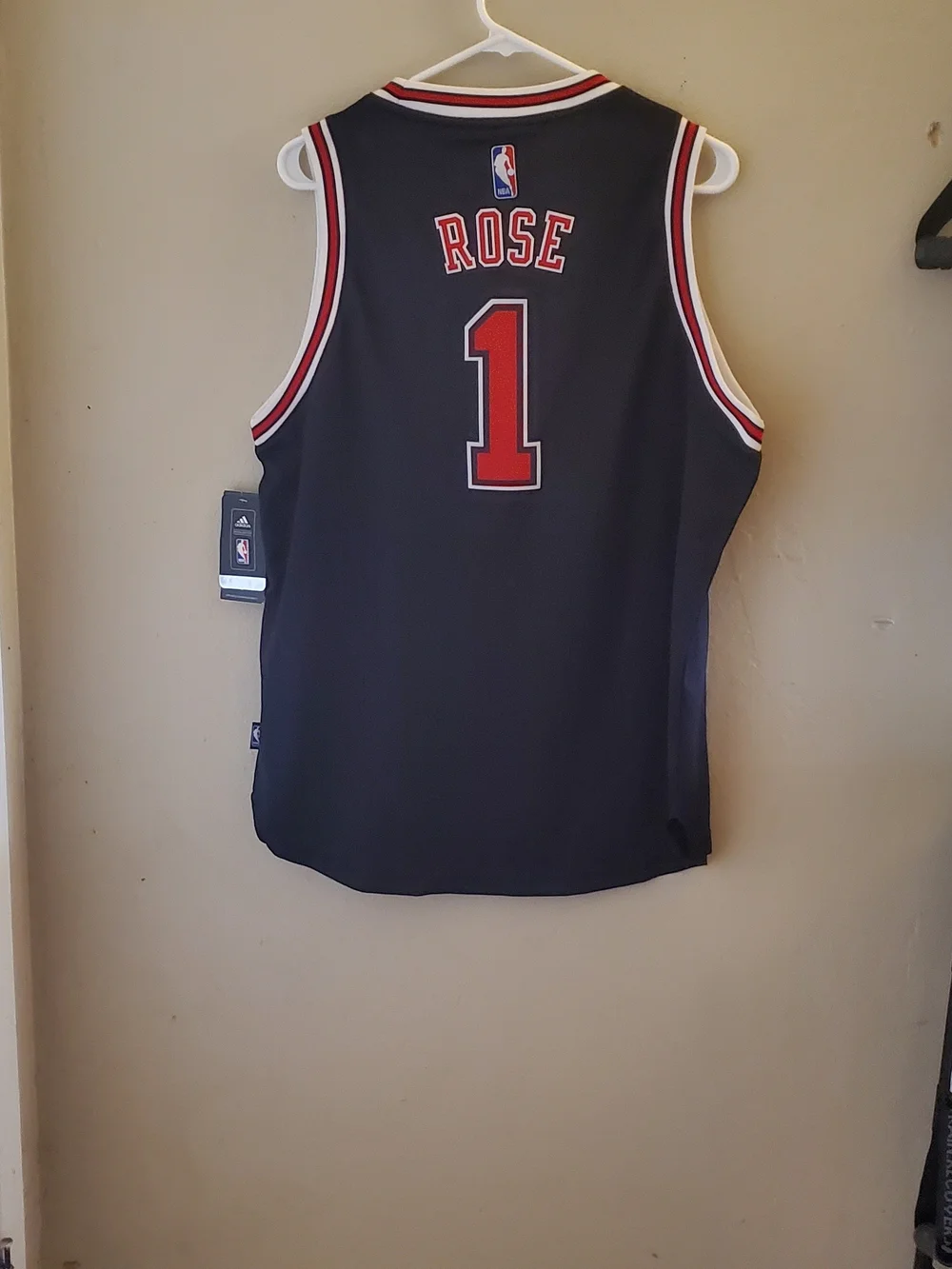 Adidas Black Chicago #1 Basketball Jersey with Red Trim